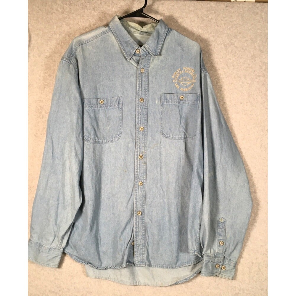 Harley-Davidson Long Sleeve Shirt Mens XL Dudley Perkins San Francisco USA Read